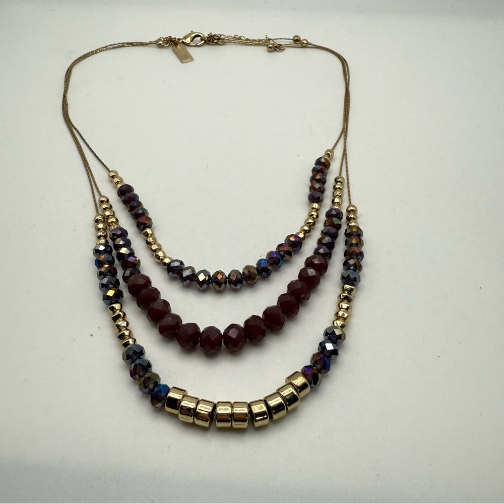 The Limited Multi-Strand Red, Iridescent God Beaded Necklace